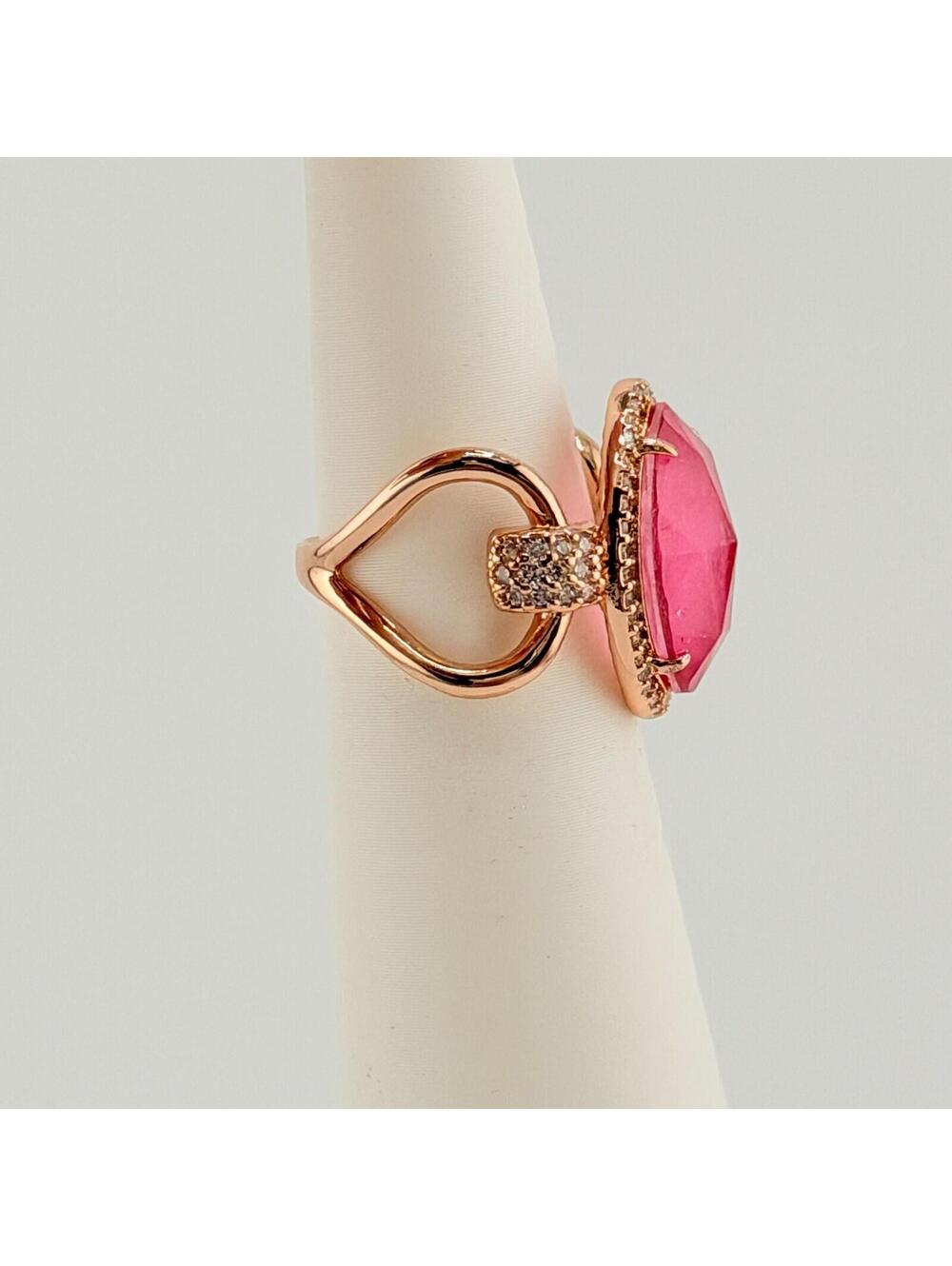 Bomb Party Resort Wear Ring Sz 6 "Waterstar Glam"  Pink Topaz on Rose Gold - Picture 4 of 9